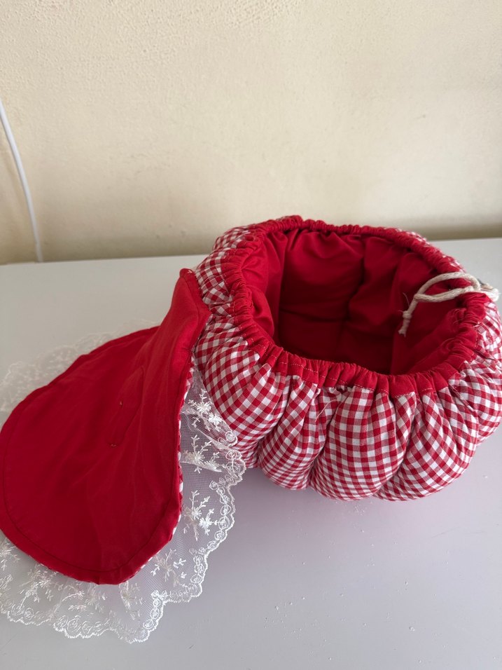 Kırmızı Ekose Desenli Yoğurt Mayalama Minderi (SATILDI ) - Görsel 4