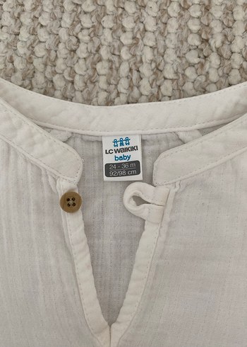 Erkek Çocuk Beyaz Müslüm kumaş gömlek - Görsel 2