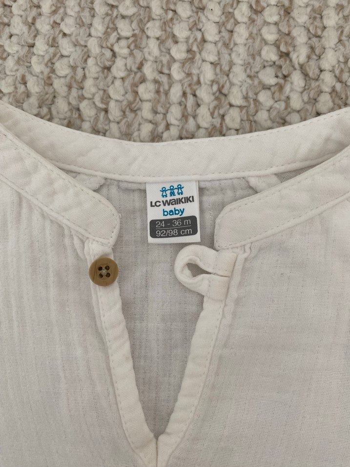 Erkek Çocuk Beyaz Müslüm kumaş gömlek - Görsel 2