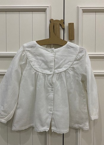 Nakışlı Beyaz Kız Çocuk Gömlek - Görsel 2