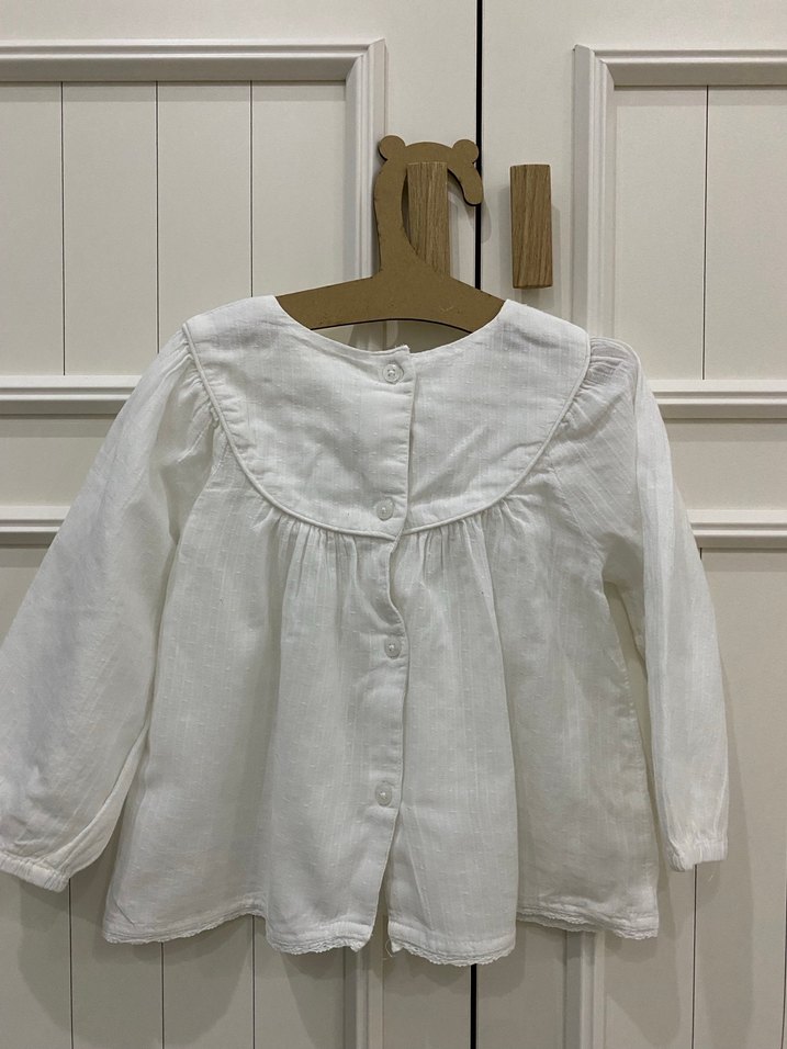 Nakışlı Beyaz Kız Çocuk Gömlek - Görsel 2