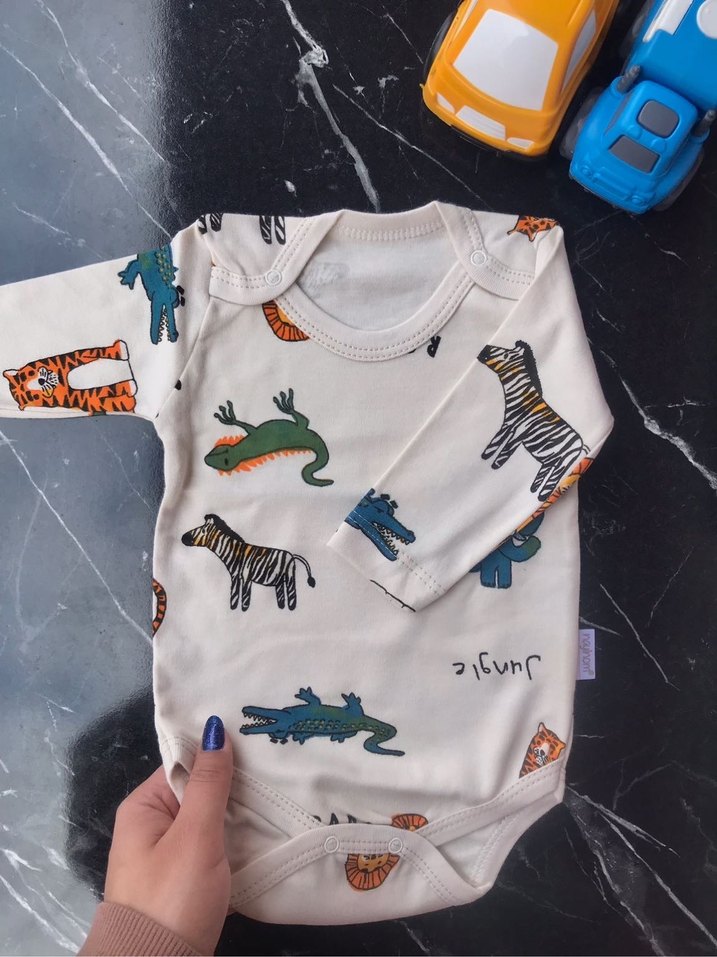 Erkek Bebek Pamuklu Bej Çıtçıtlı Body - Görsel 2