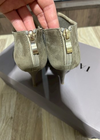 Bej Süet Yüksek Topuklu Kadın Ayakkabı - Görsel 2