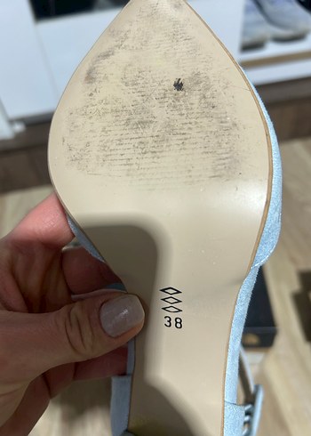 Mavi Süet Tokalı Stiletto Kadın Abiye Ayakkabı - Görsel 5