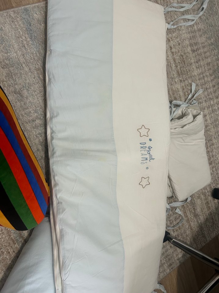 Bağlamalı içi sünger Beşik koruyucu 2 adet 1 adet yorgan - Görsel 4