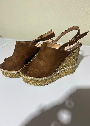 Kahverengi 38 Süet Dolgu Topuklu Kadın Ayakkabı - Görsel 3