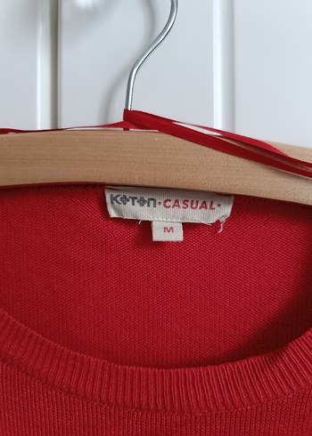 Kırmızı Fırfırlı Kadın Triko Kazak - Görsel 3