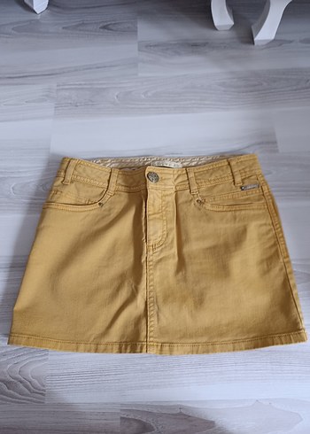 Sarı Denim Mini Etek - Görsel 2