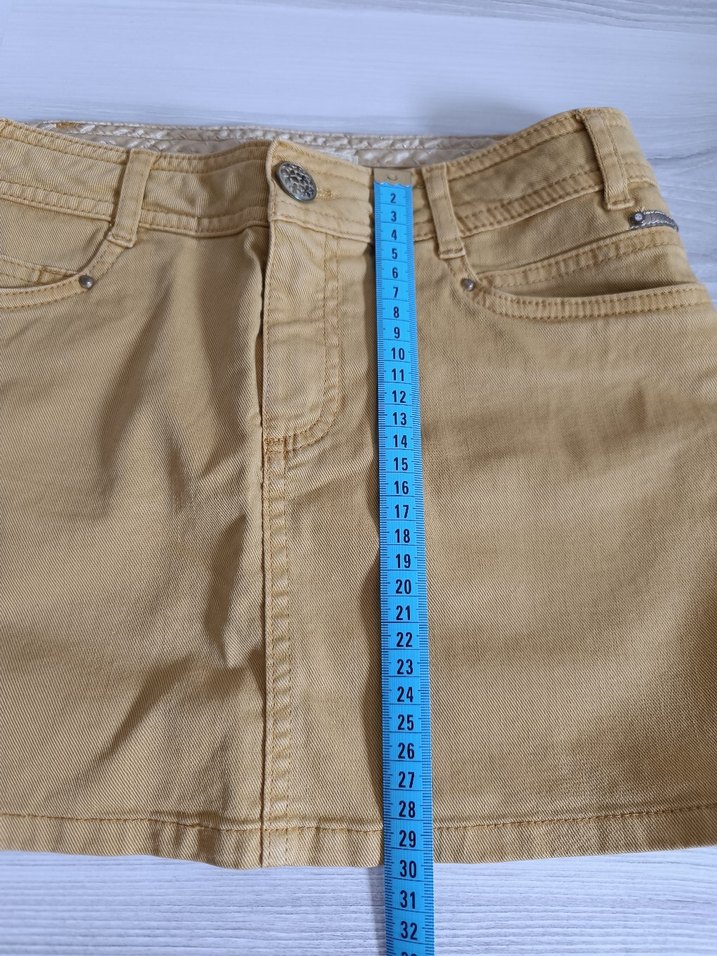 Sarı Denim Mini Etek - Görsel 4