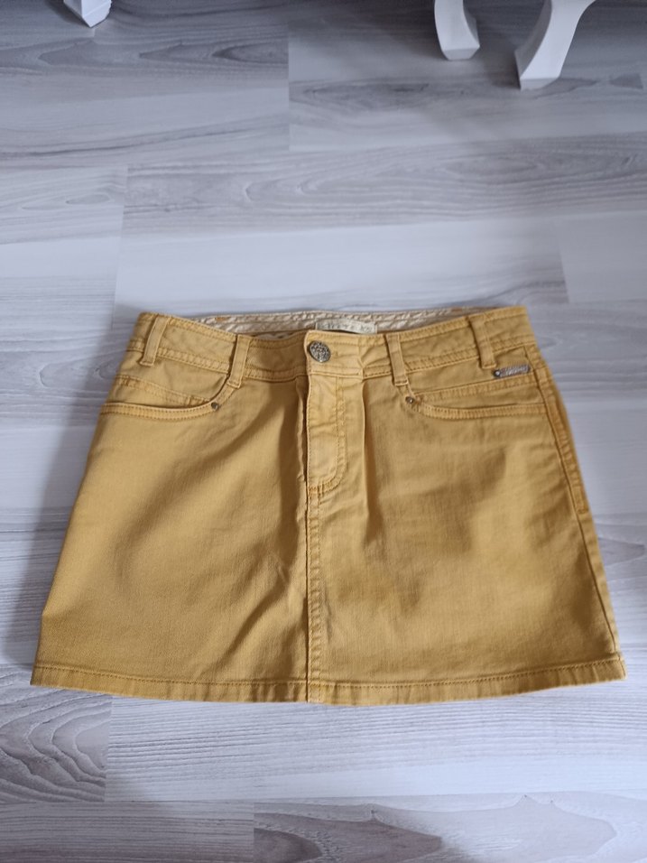 Sarı Denim Mini Etek - Görsel 2