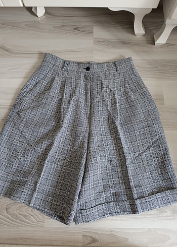 Kadın Mavi Desenli Kısa Kumaş Pantolon - Görsel 2