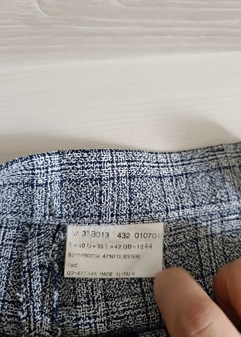 Kadın Mavi Desenli Kısa Kumaş Pantolon - Görsel 3