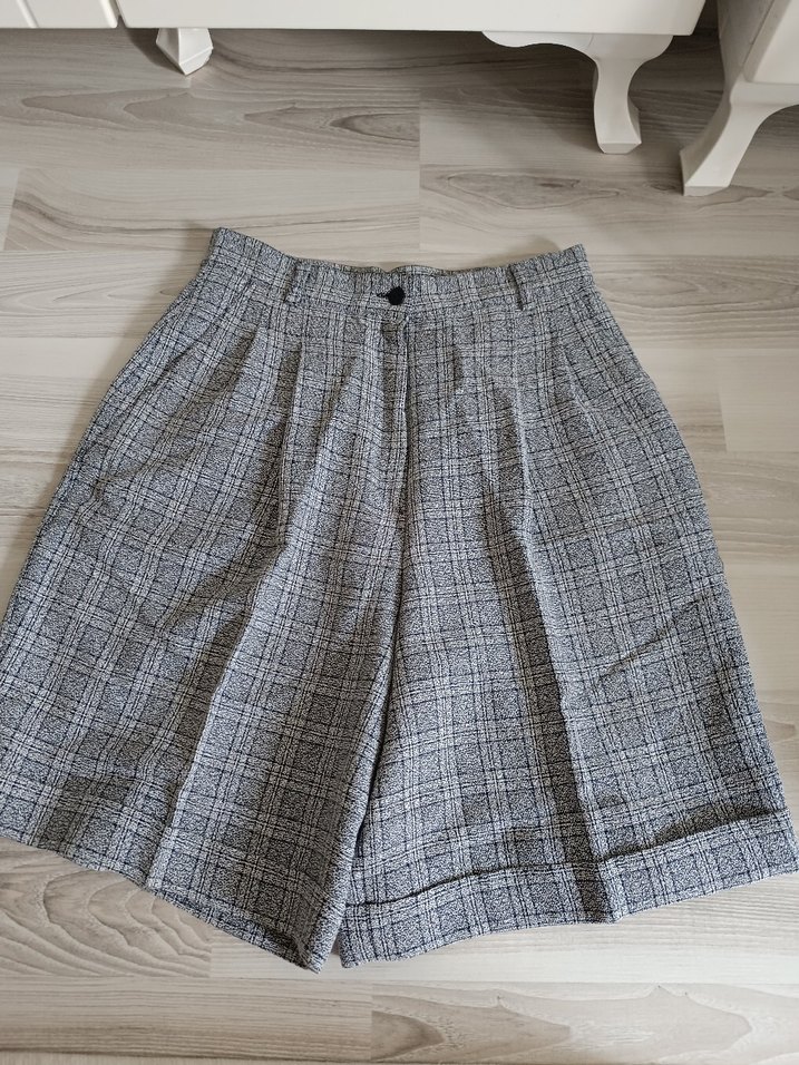 Kadın Mavi Desenli Kısa Kumaş Pantolon - Görsel 2