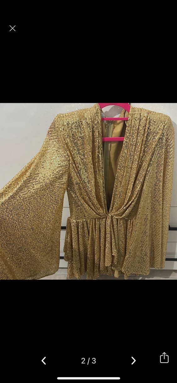 Altın Rengi Mini Yılan Desenli Kadın Elbise - Görsel 2