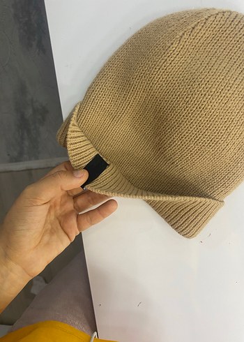 Kadın Bej Örgü Yün Bere - Görsel 3