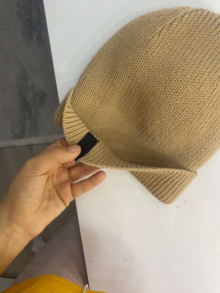 Kadın Bej Örgü Yün Bere - Görsel 3