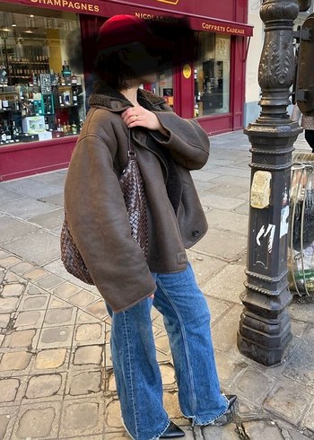 Kürk Detaylı Siyah Kadın Deri Ceket - Görsel 6