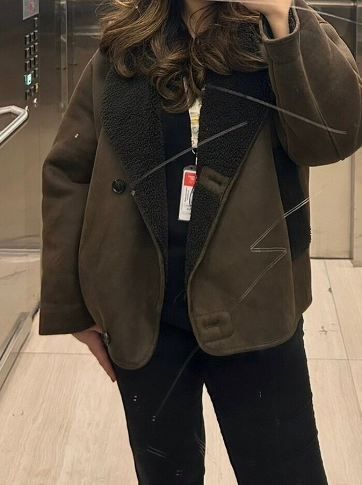 Kürk Detaylı Siyah Kadın Deri Ceket - Görsel 5