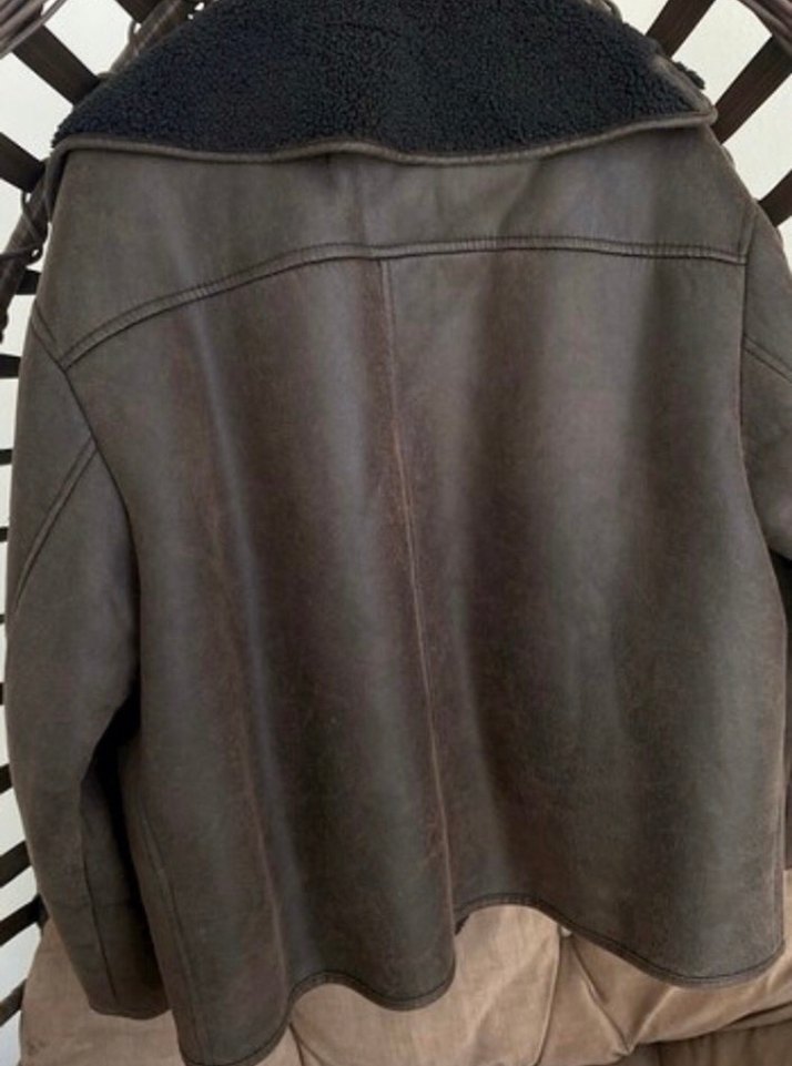 Kürk Detaylı Siyah Kadın Deri Ceket - Görsel 4