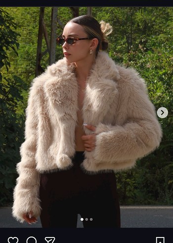 Kadın Bej Kürk Detaylı Midi Ceket - Görsel 3