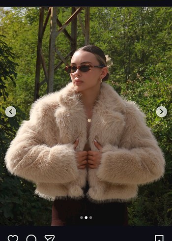 Kadın Bej Kürk Detaylı Midi Ceket - Görsel 2