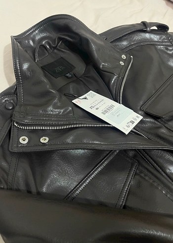 Kadın Siyah Deri Biker Ceket - Görsel 3