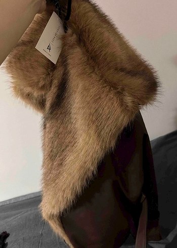 Kahverengi Kürk Detaylı Deri Kadın Ceket - Görsel 2