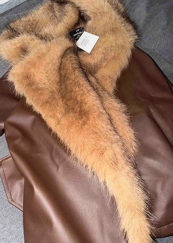 Kahverengi Kürk Detaylı Deri Kadın Ceket - Görsel 3