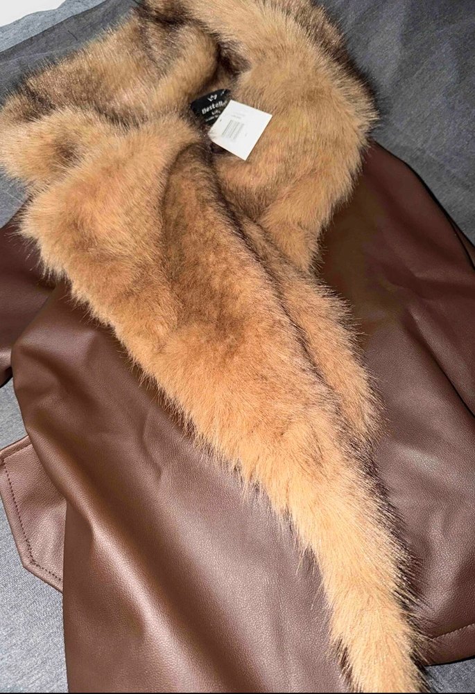 Kahverengi Kürk Detaylı Deri Kadın Ceket - Görsel 3