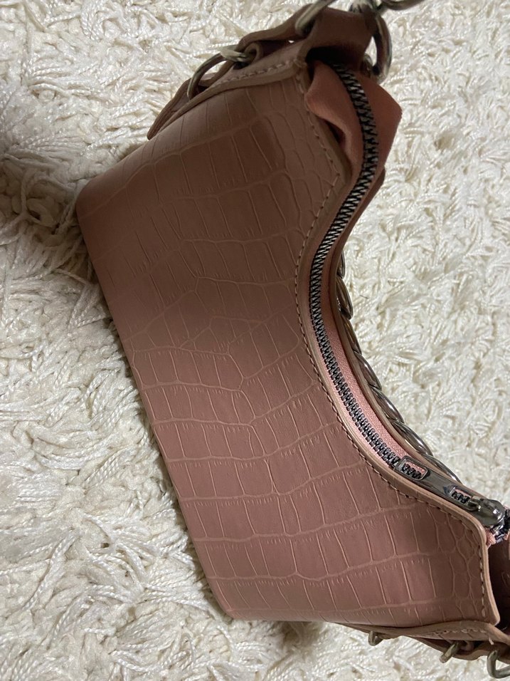 Zincir Detaylı Kahverengi Deri Kadın Çanta - Görsel 4