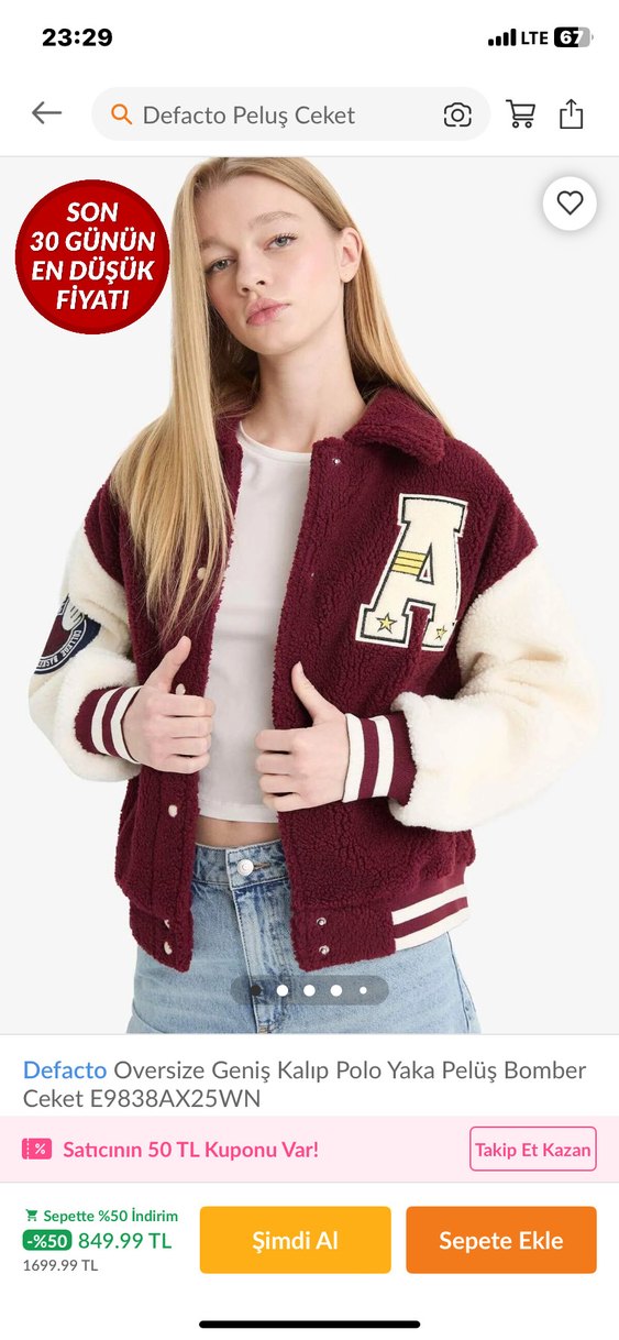 Bayan Kapüşonlu Nakışlı peluş mont - Görsel 4