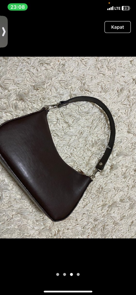 Kahverengi Deri Baskılı Kadın El Çantası - Görsel 3