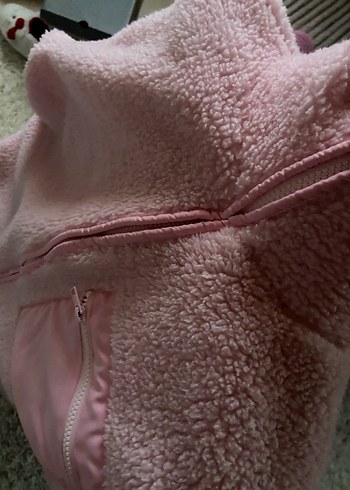 Pembe Fermuarlı Kadın Midi Polar Ceket - Görsel 2