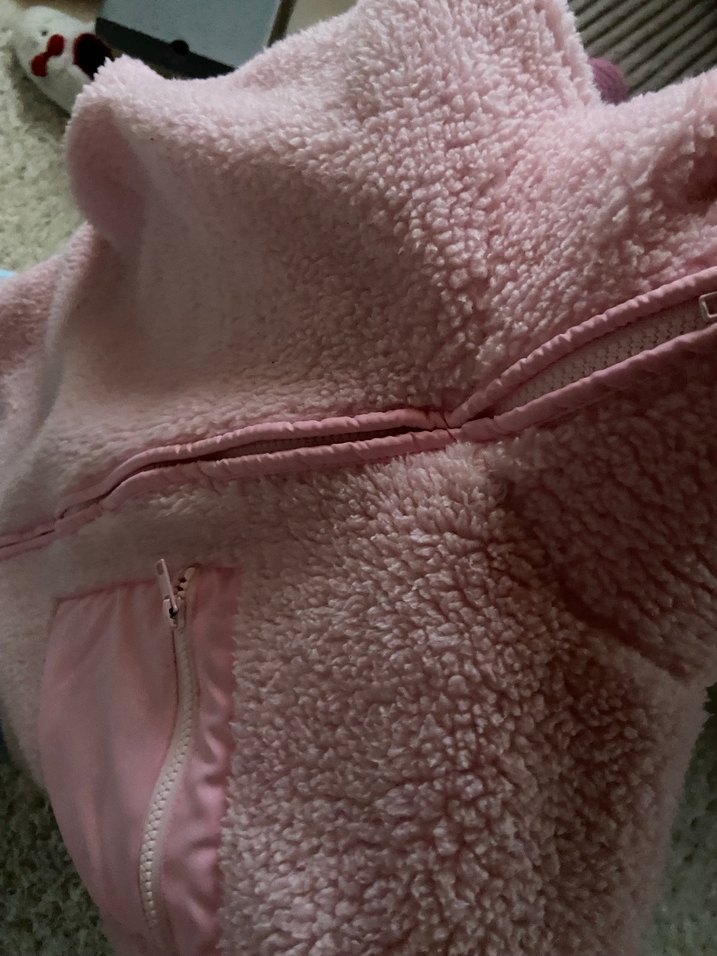 Pembe Fermuarlı Kadın Midi Polar Ceket - Görsel 2