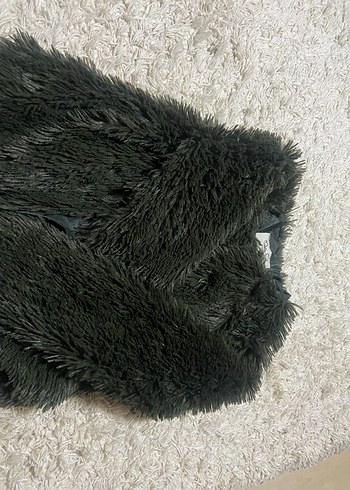 Gri Kadın Suni Kürk Midi Ceket - Görsel 3