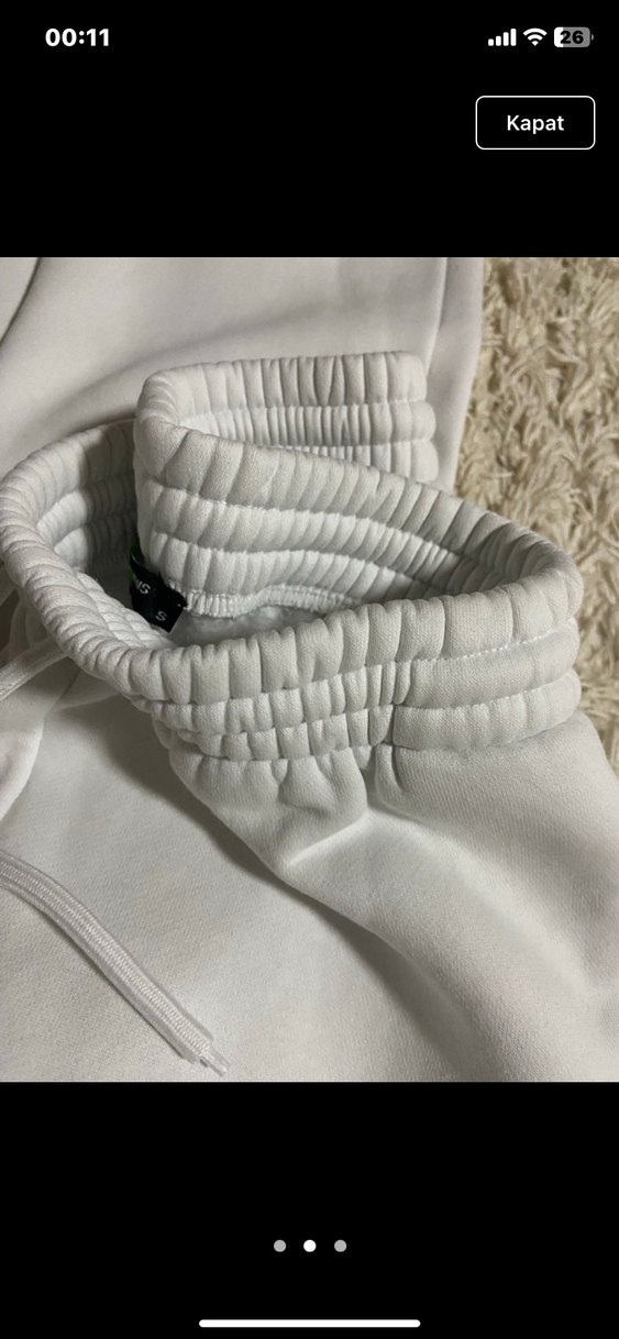 Beyaz Rahat Kesim Kadın Eşofman Altı - Görsel 2