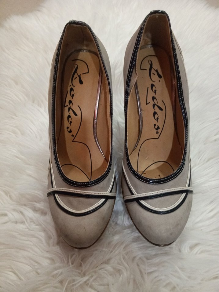 Bej Süet Platform Topuklu Zebra Desenli Stiletto - Görsel 4