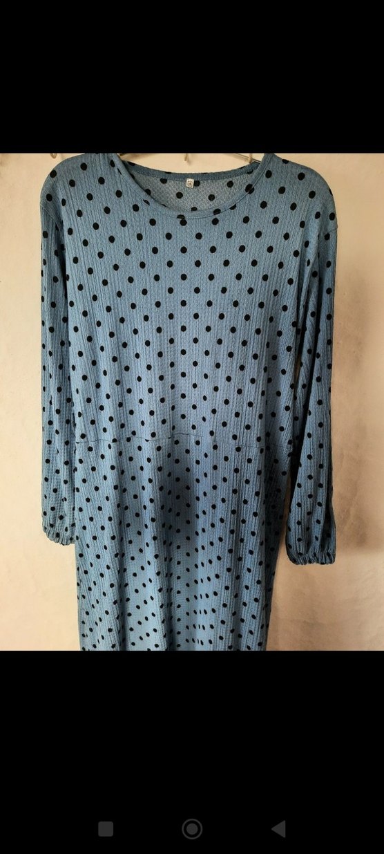 puantiyeli mavi uzun elbise - Görsel 2