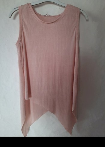 pudra renkli Kolsuz Mini Kadın Bluz - Görsel 3