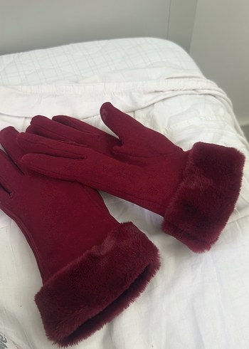 MAVİ Bordo Kürklü Kadın Eldiveni - Görsel 2