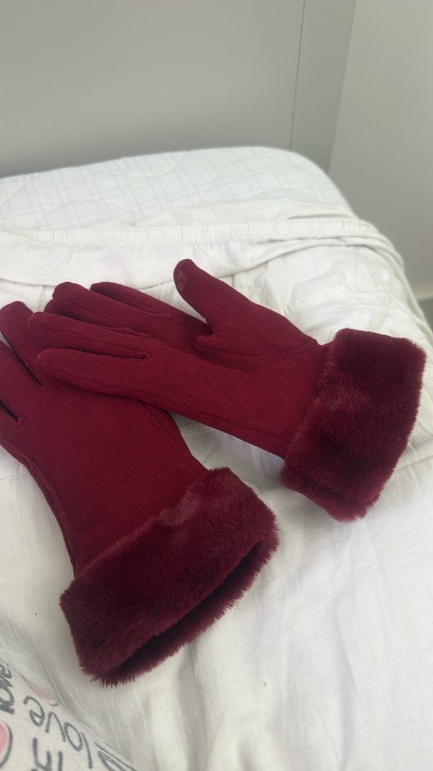 MAVİ Bordo Kürklü Kadın Eldiveni - Görsel 2
