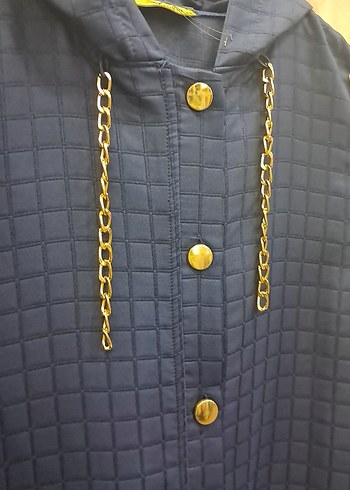 Lacivert Uzun Kot Düğmeli Yelek - Görsel 2