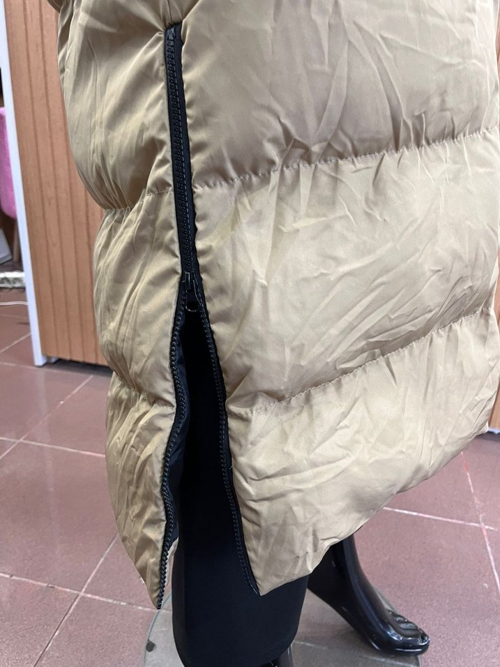 Bej Uzun Kadın Kışlık Mont Kürklü - Görsel 2