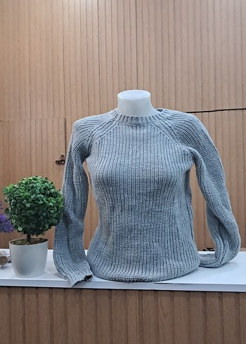 Bej Triko Kadın Kazak, Bisiklet Yaka, Uzun Kollu - Görsel 3