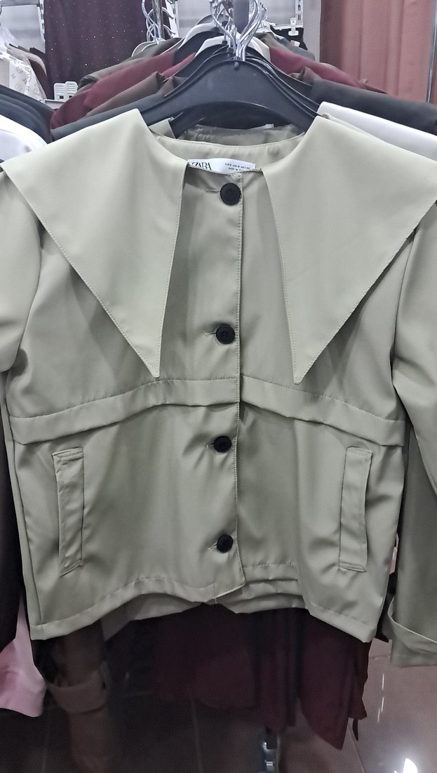 Bej Mini Kadın Ceket, Düğmeli, Notch Yaka - Görsel 4