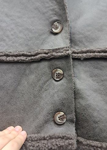 Kürk Detaylı Kahverengi Deri Kadın Ceket - Görsel 2