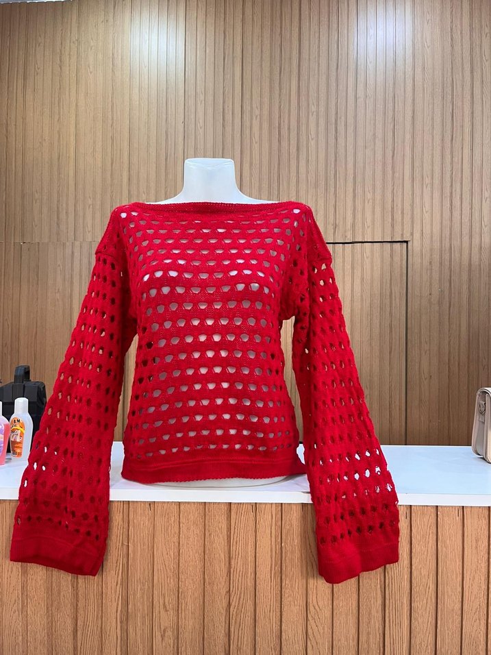 Kadın Bej Örgü Mini Kazak - Görsel 2