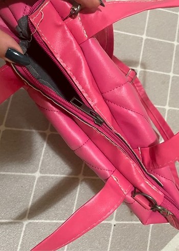 Fermuarlı Pembe Kadın Çanta - Görsel 2