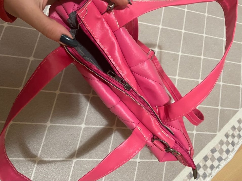 Fermuarlı Pembe Kadın Çanta - Görsel 2