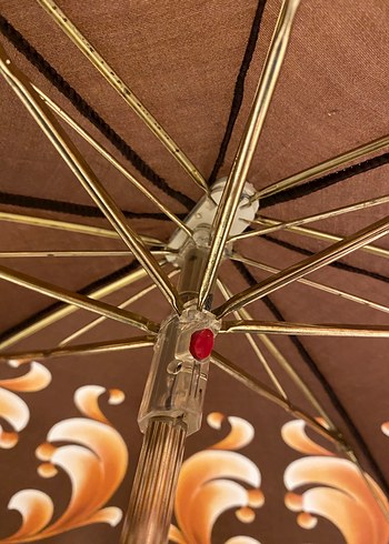 Kahverengi Vintage Kadın Şemsiye - Görsel 6